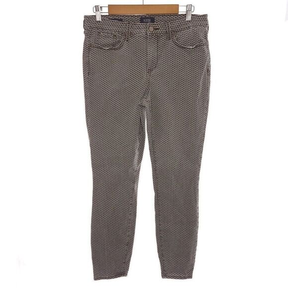 NYDJ Ami Skinny Gray White Pattern Lift Tuck Jeans Womens Size 10 - Picture 1 of 10